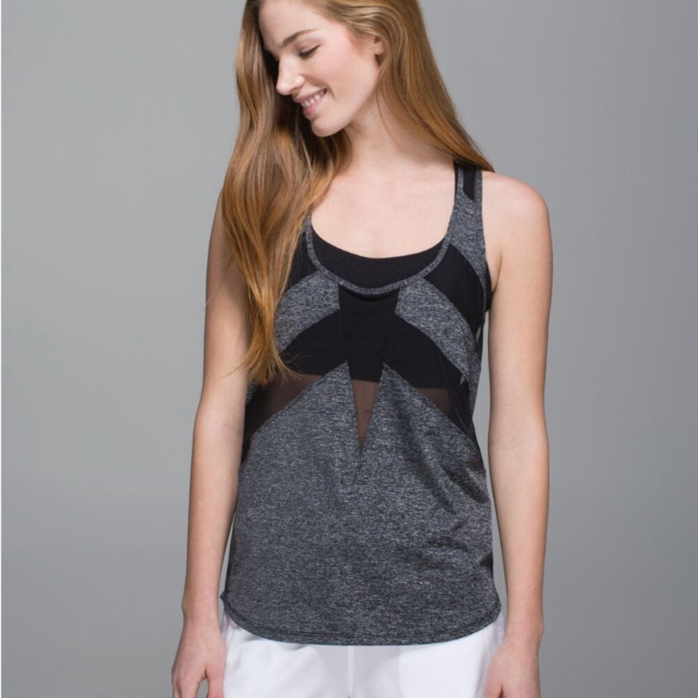 Lululemon If You're Lucky Tank - Heathered Black / Raspberry Glo Light